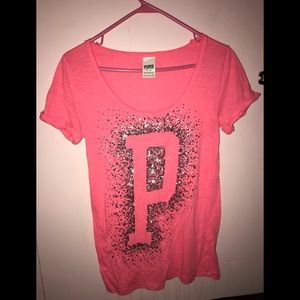 PINK short sleeve sequined tee